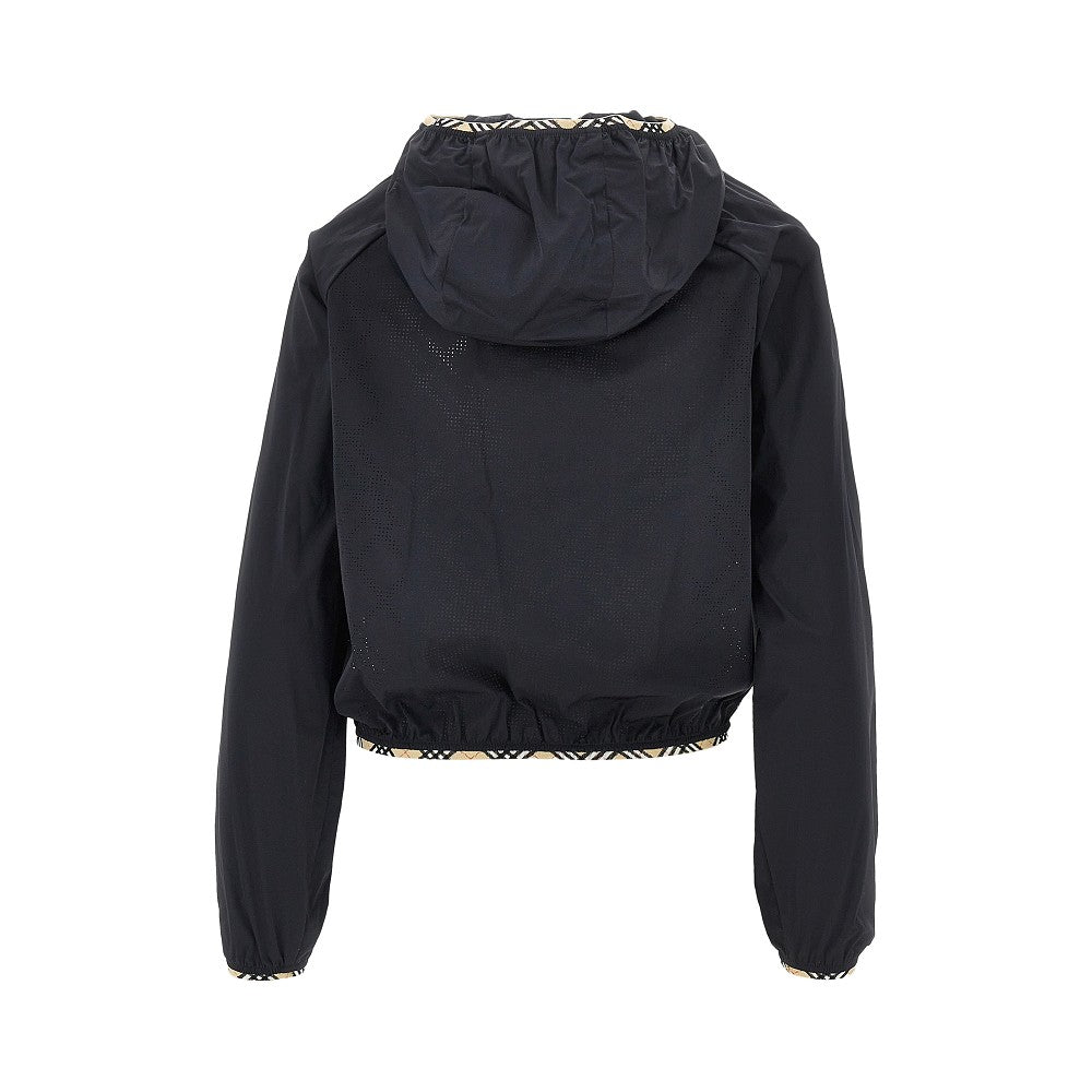 Stretch nylon hooded jacket