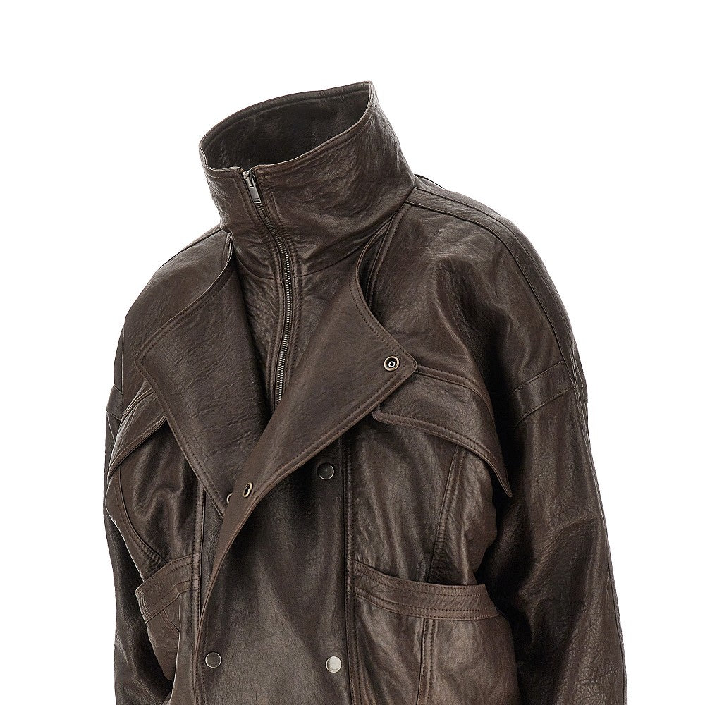 Bomber oversize in pelle