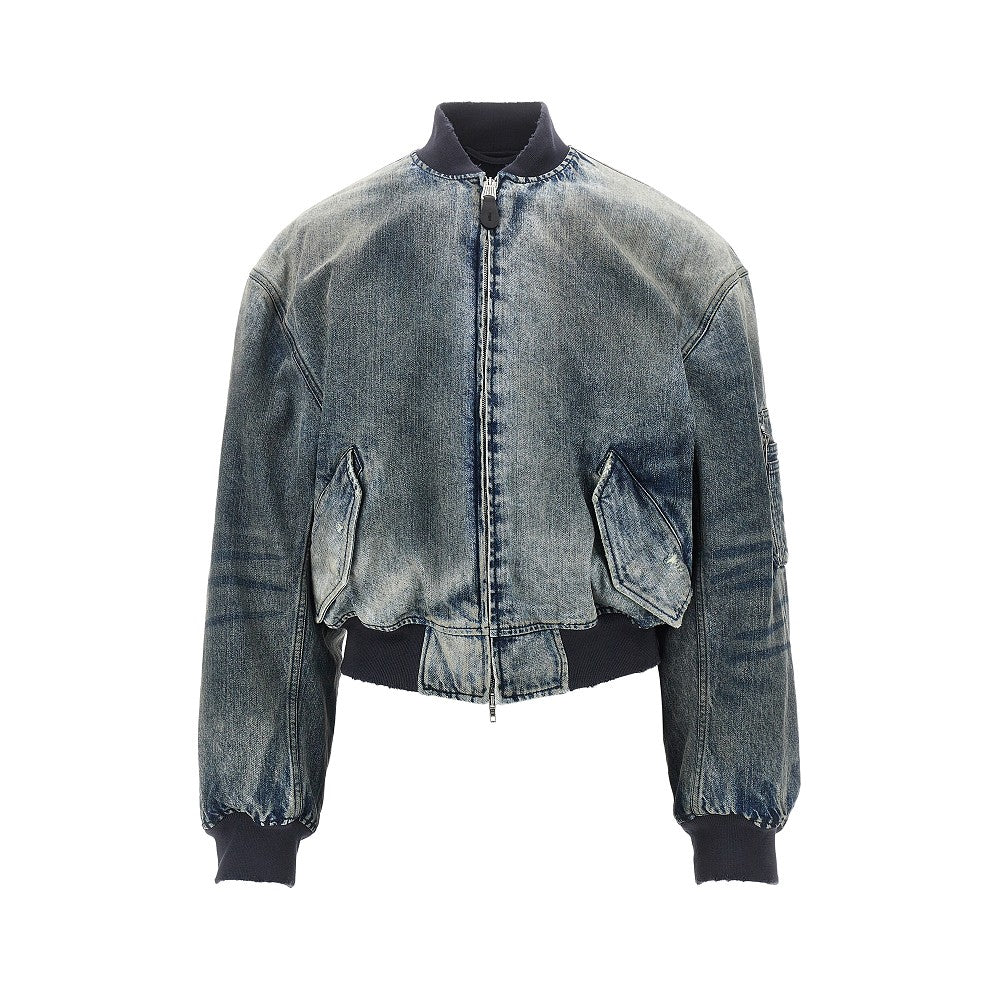 Giacca bomber in denim effetto used