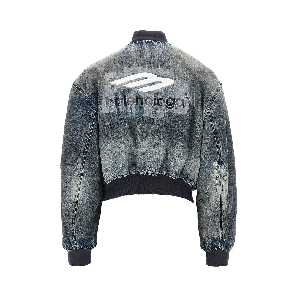Giacca bomber in denim effetto used