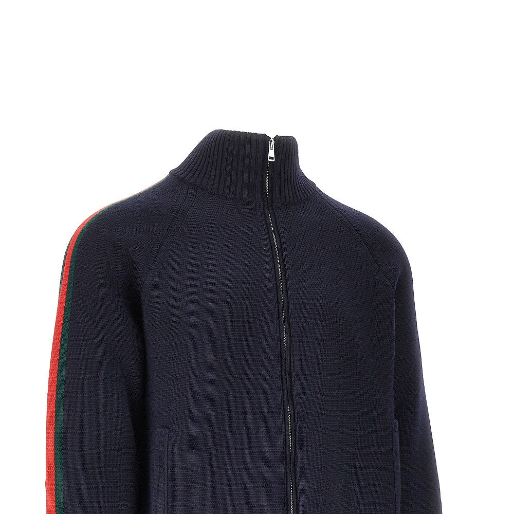 Giacca full-zip in lana con bande Web