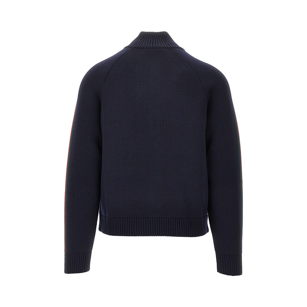 Giacca full-zip in lana con bande Web