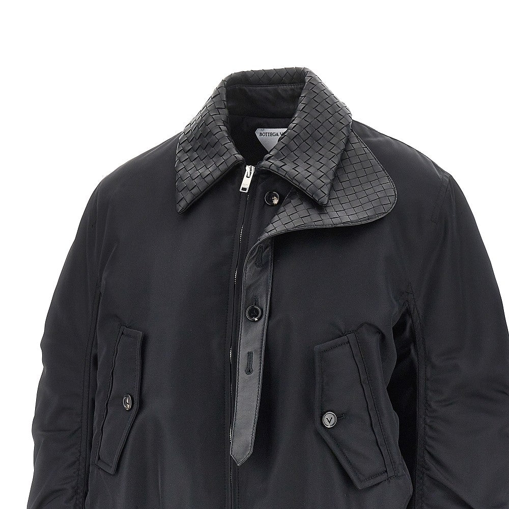 Nylon bomber jacket with Intrecciato motif