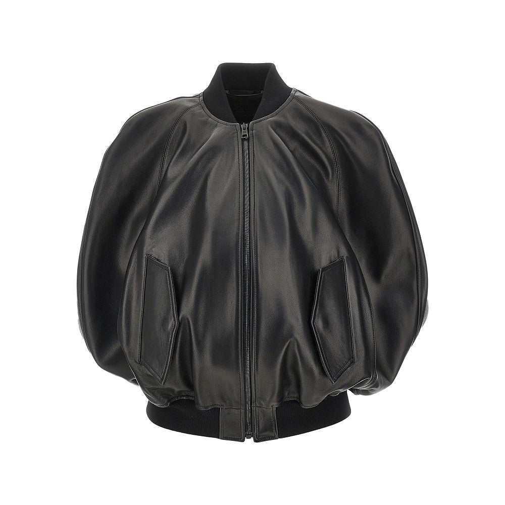 Nappa leather bomber cape