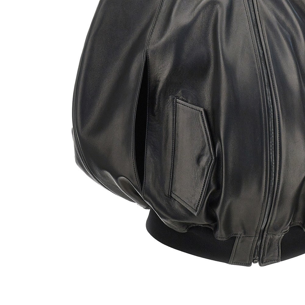 Nappa leather bomber cape