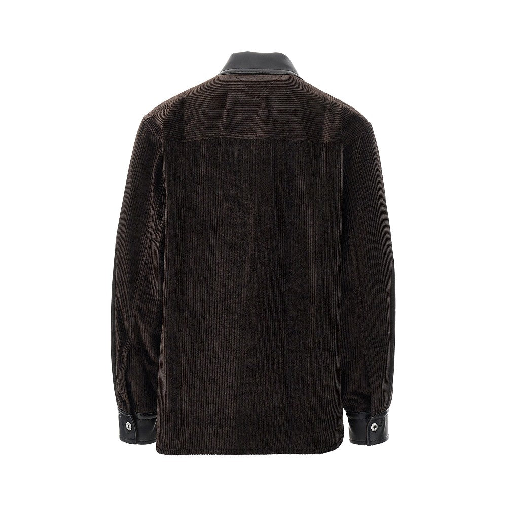 Corduroy overshirt with leather details