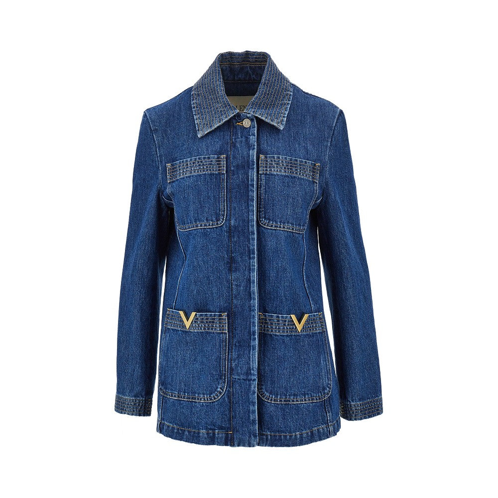 Giacca in denim con dettagli V Gold