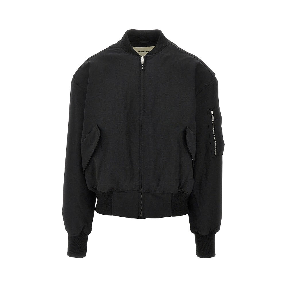 Wool-blend oversized bomber jacket