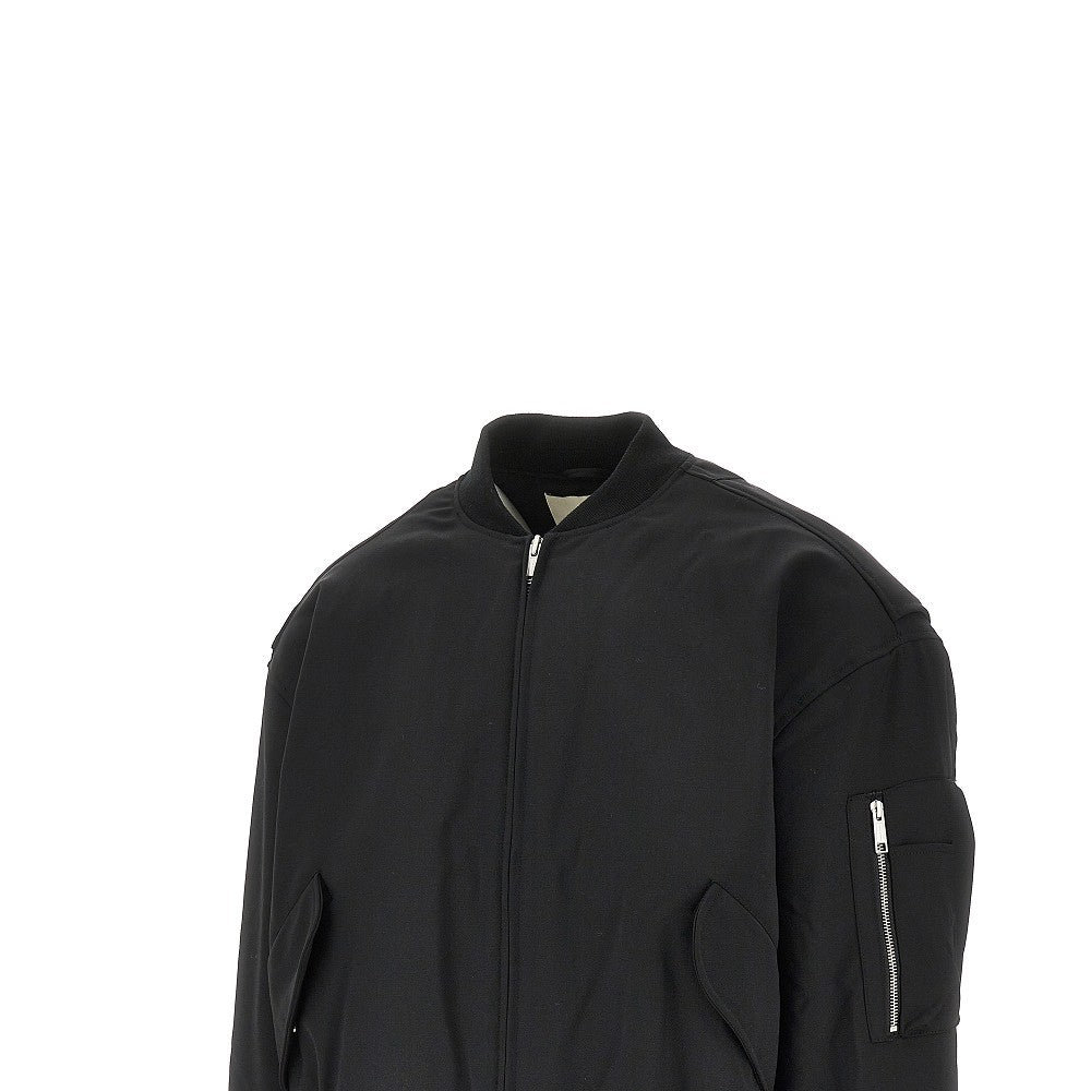 Wool-blend oversized bomber jacket