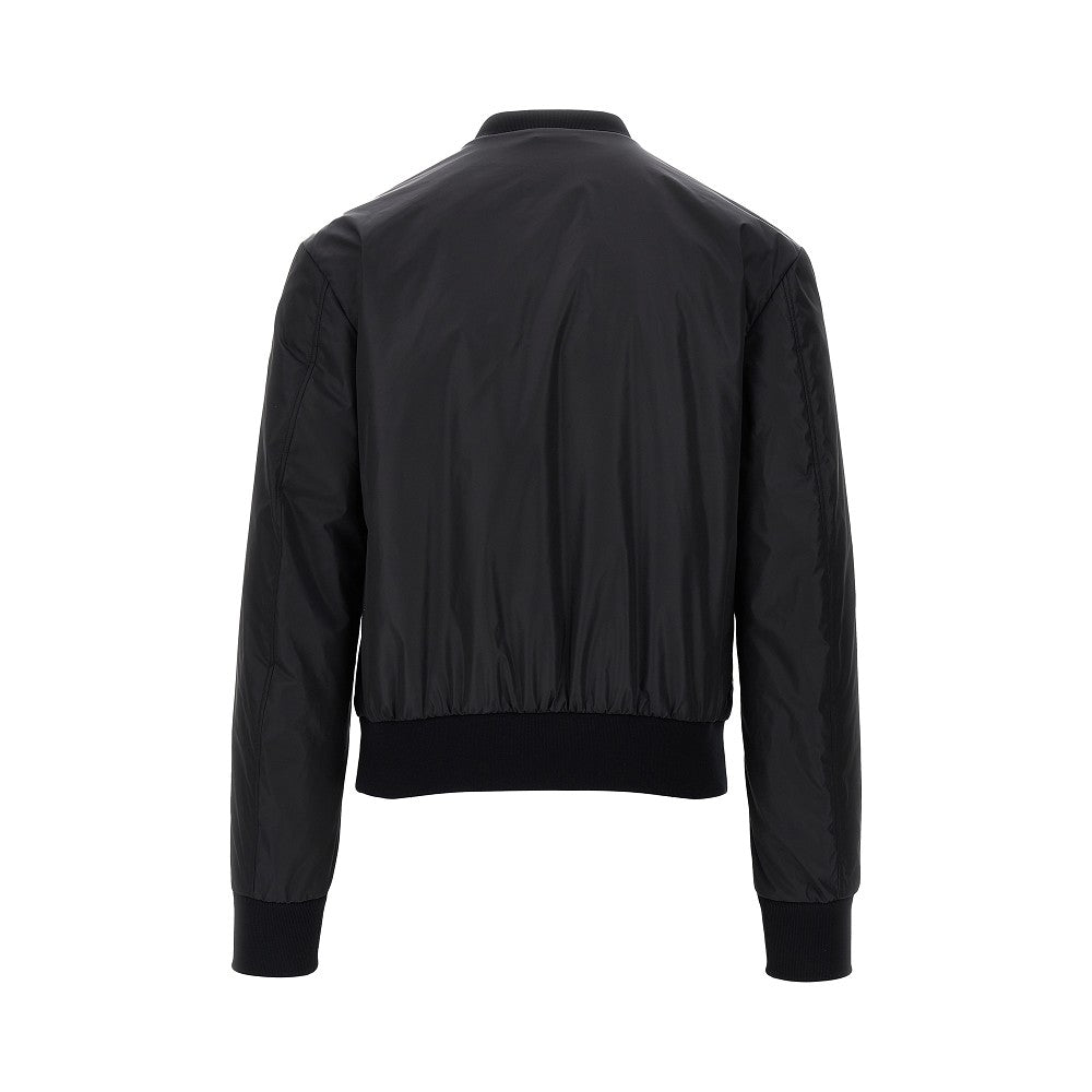 Nylon bomber jacket with logo plate