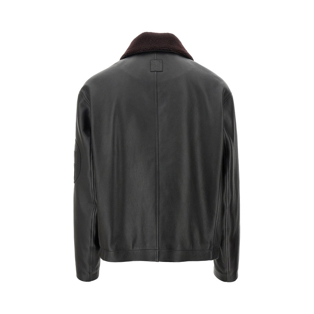 Nappa leather jacket with shearling collar