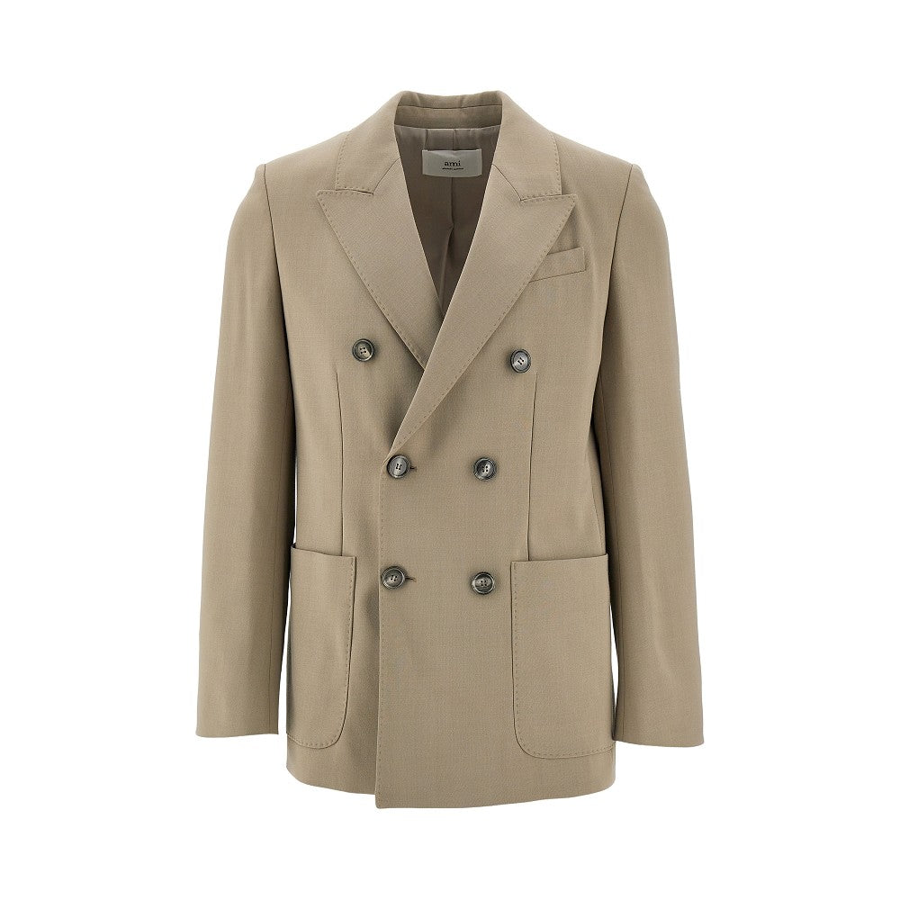 Wool-blend double-breasted tailored jacket