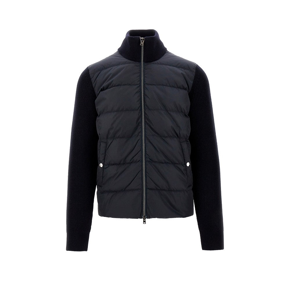 Cardigan full-zip in lana e nylon imbottito