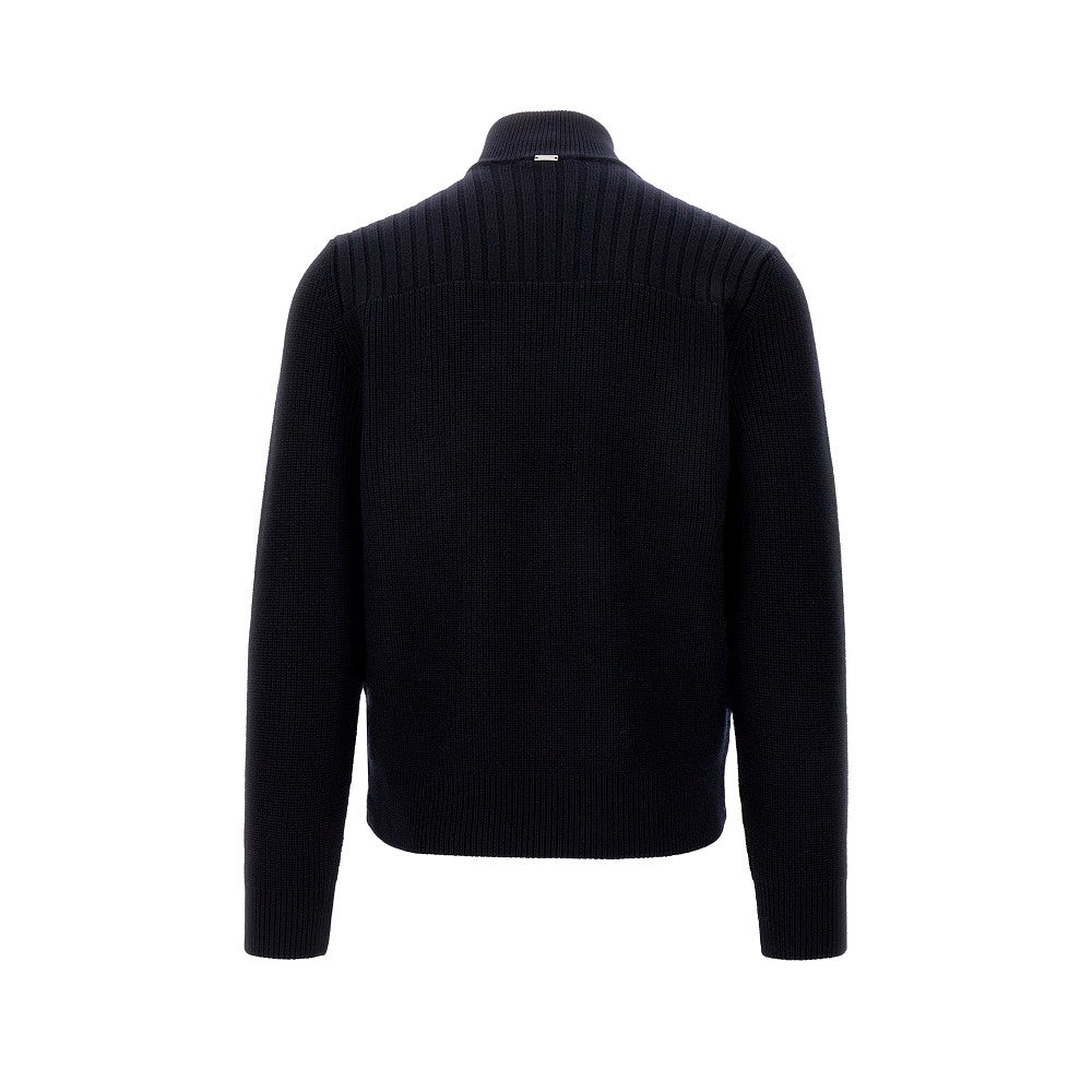 Cardigan full-zip in lana e nylon imbottito