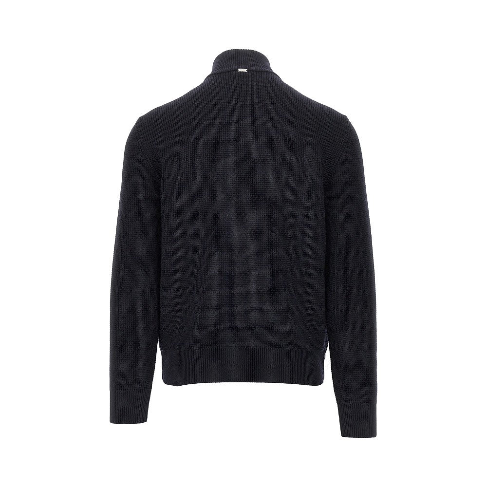 Cardigan ibrido in maglia e nylon imbottito
