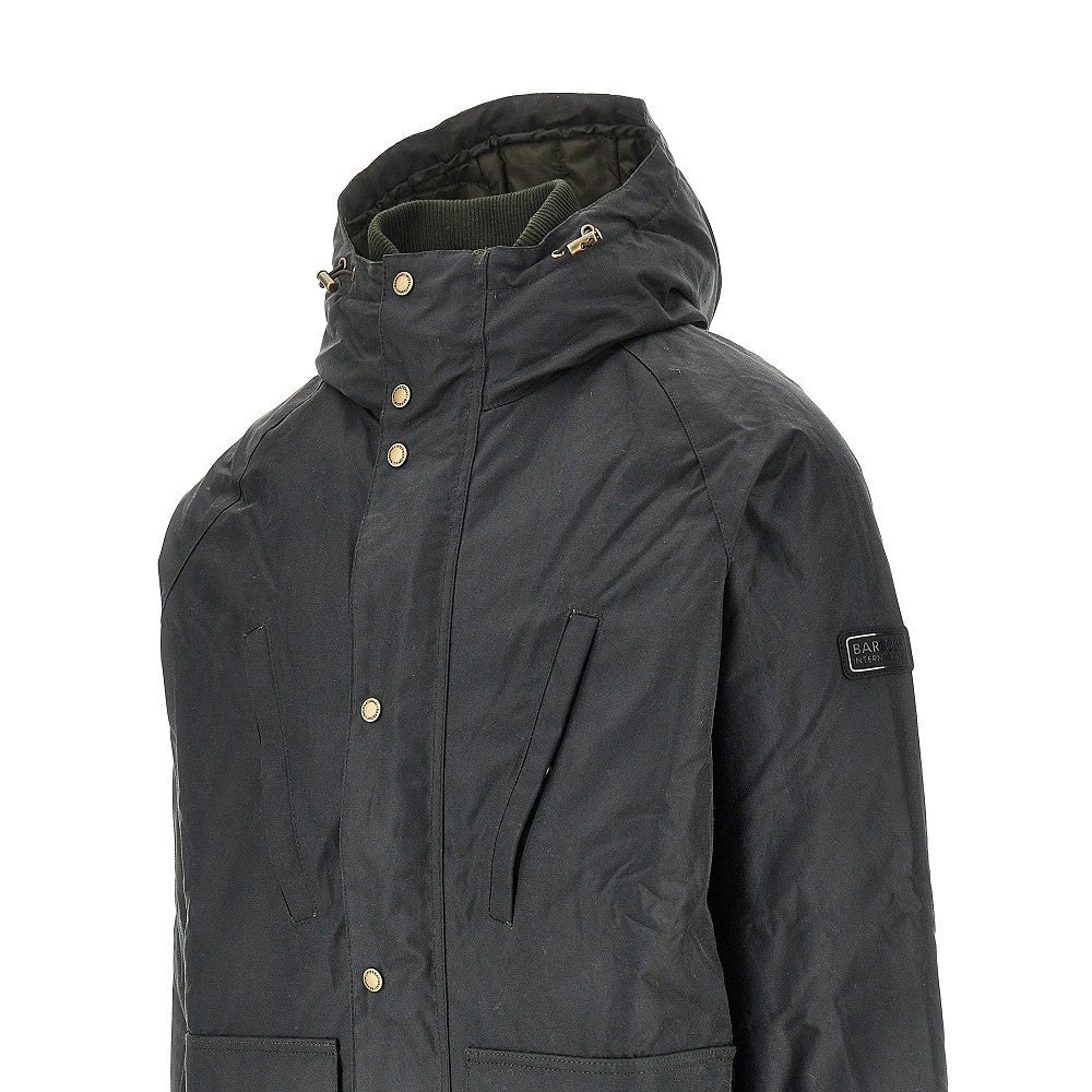 'Oakdale' waxed cotton padded parka coat