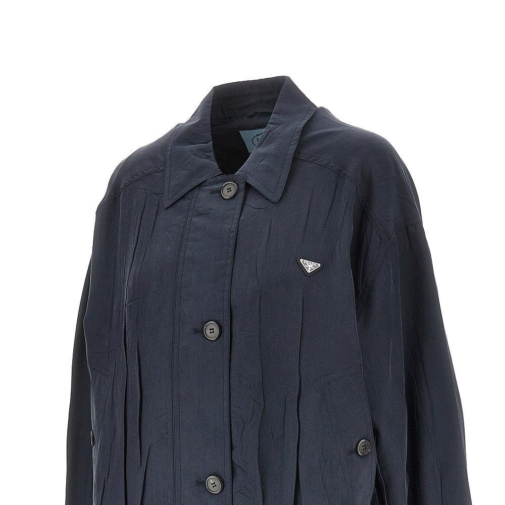 Creased washed silk blouson jacket