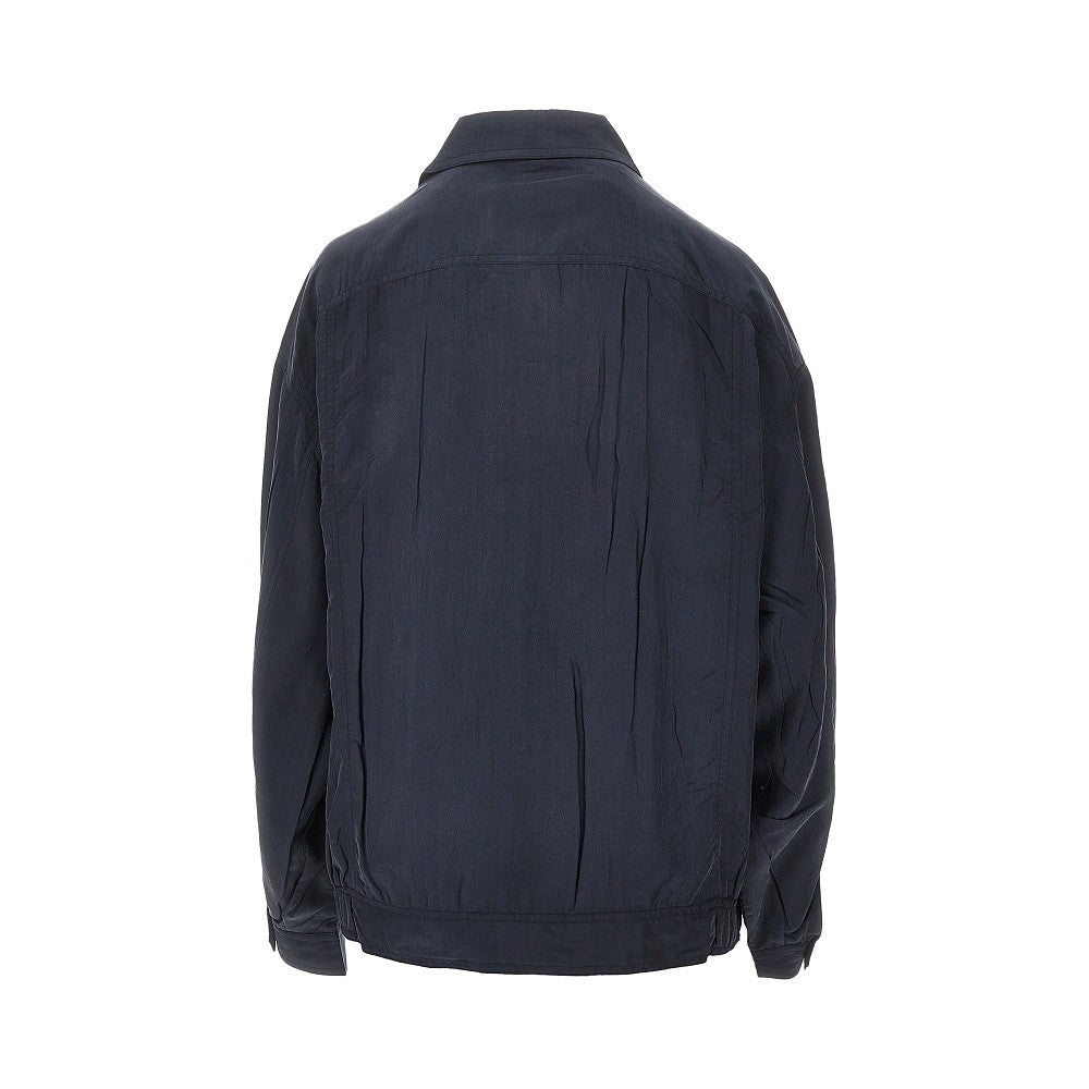 Creased washed silk blouson jacket