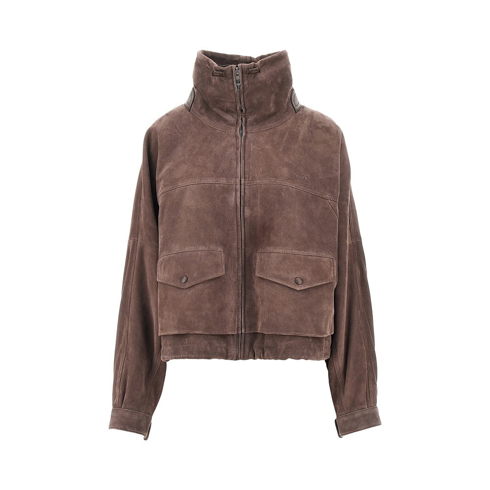 Suede leather blouson jacket
