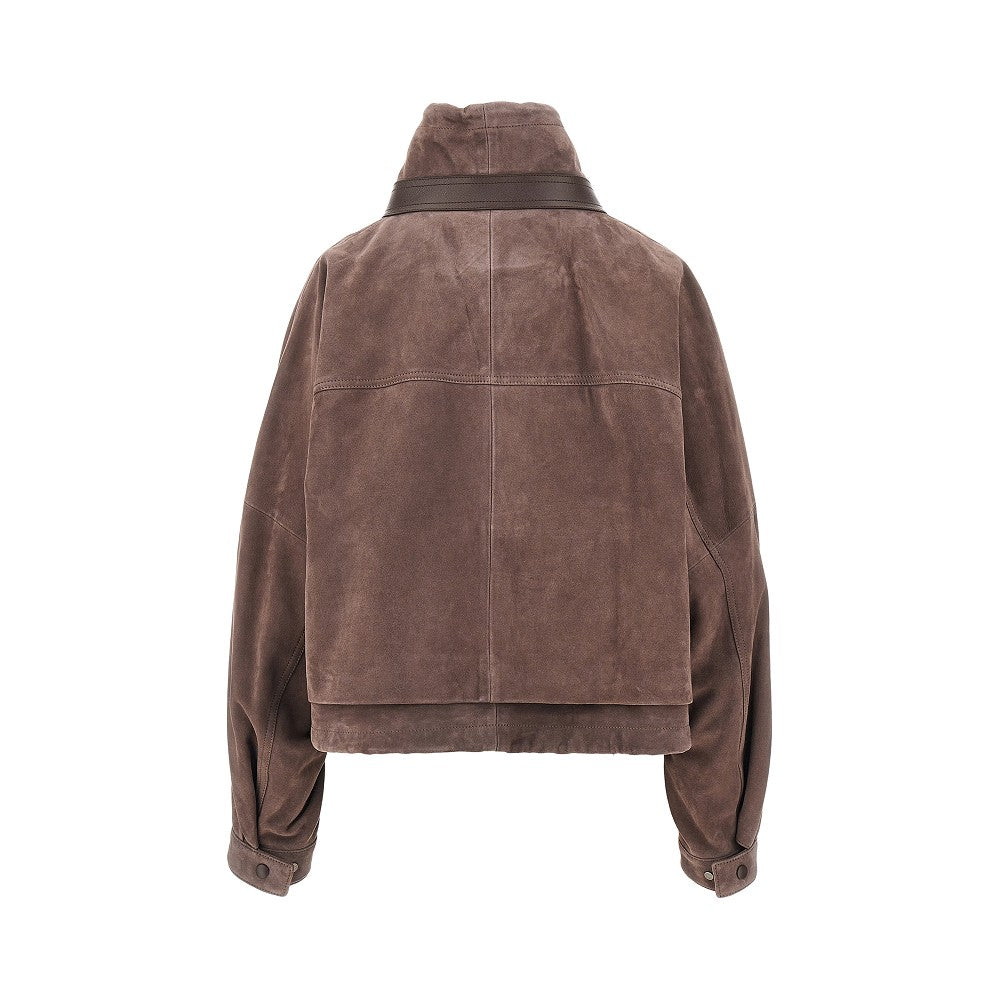 Suede leather blouson jacket