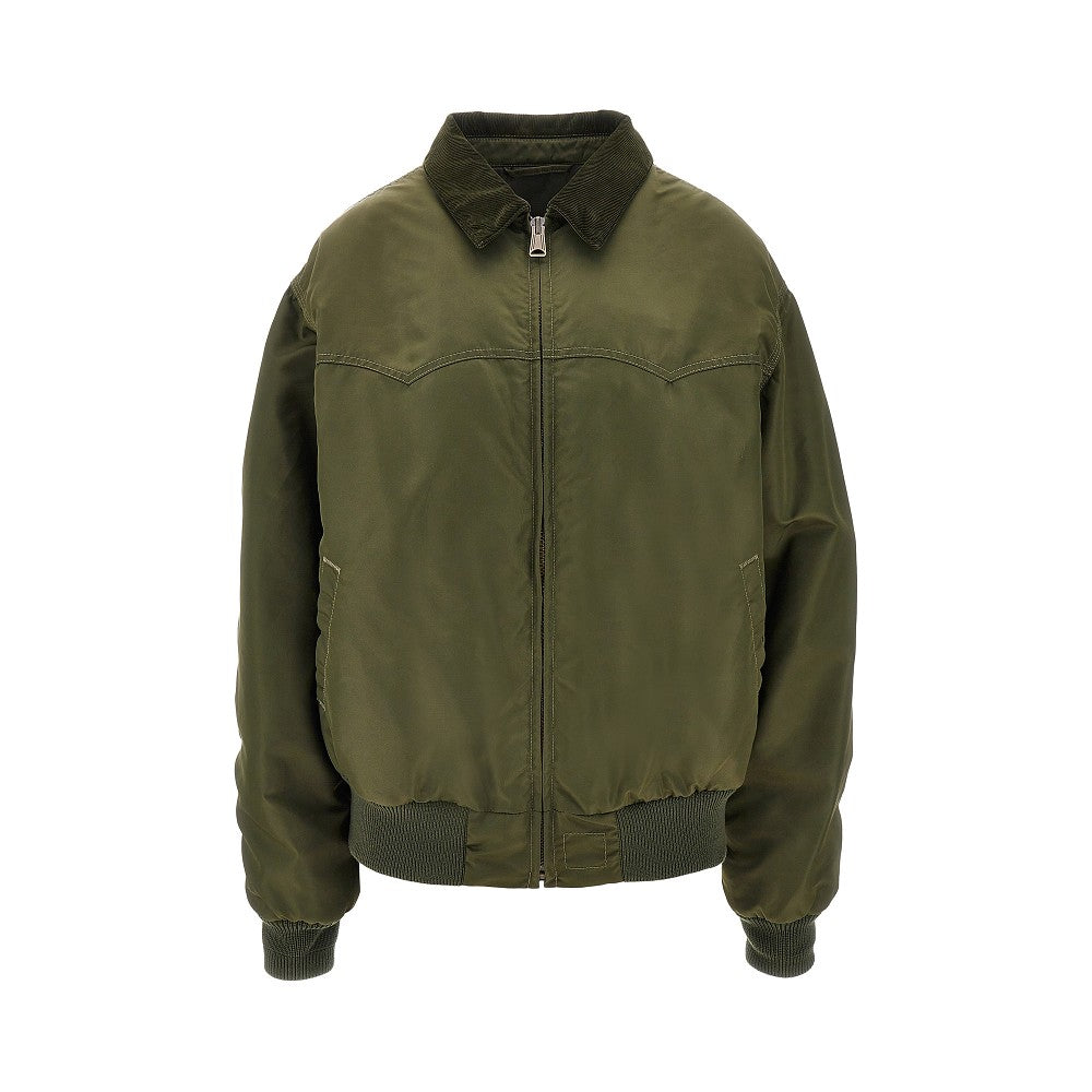 Bomber in nylon con colletto in velluto