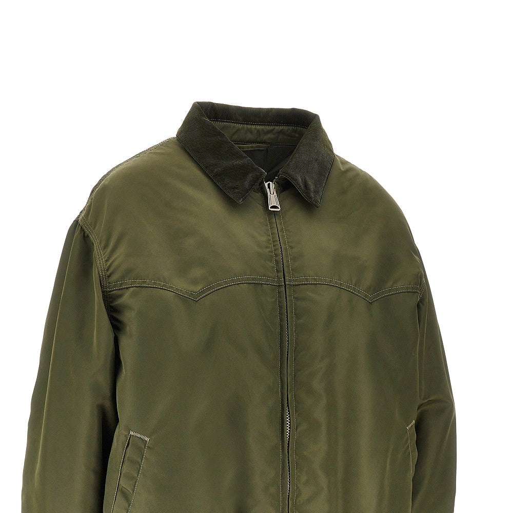 Bomber in nylon con colletto in velluto
