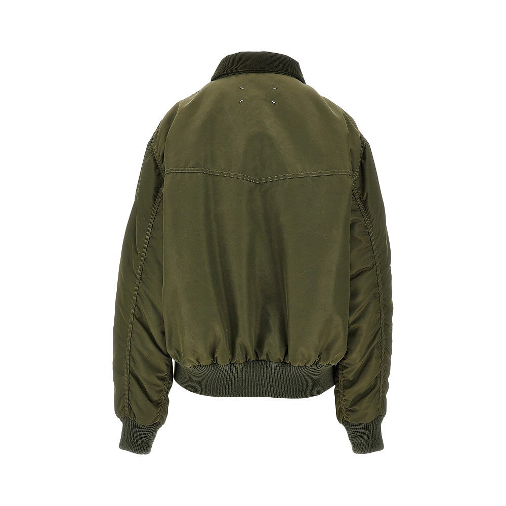Bomber in nylon con colletto in velluto
