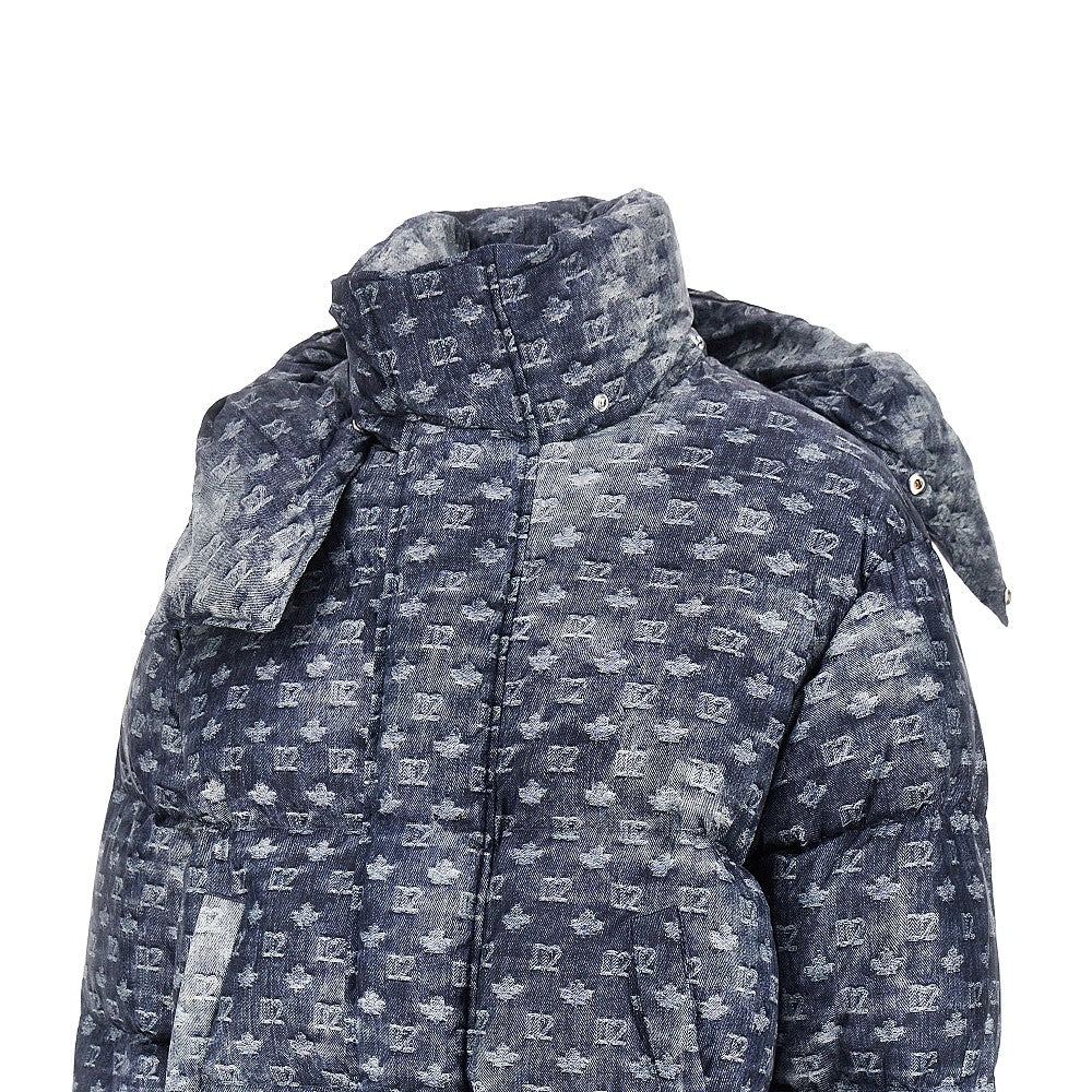 Piumino in nylon stampato effetto denim