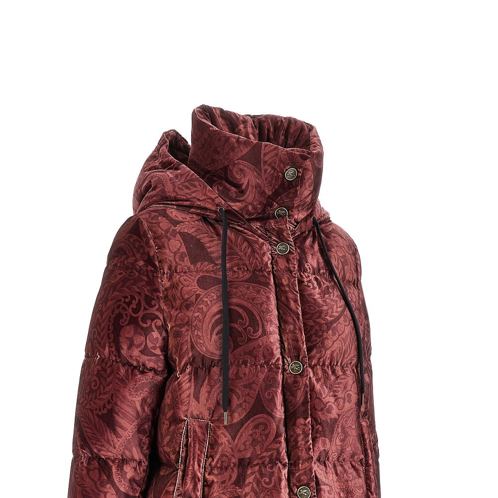 Floral velvet down jacket
