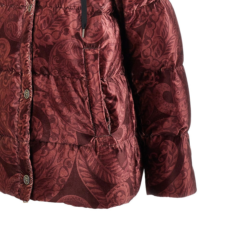 Floral velvet down jacket