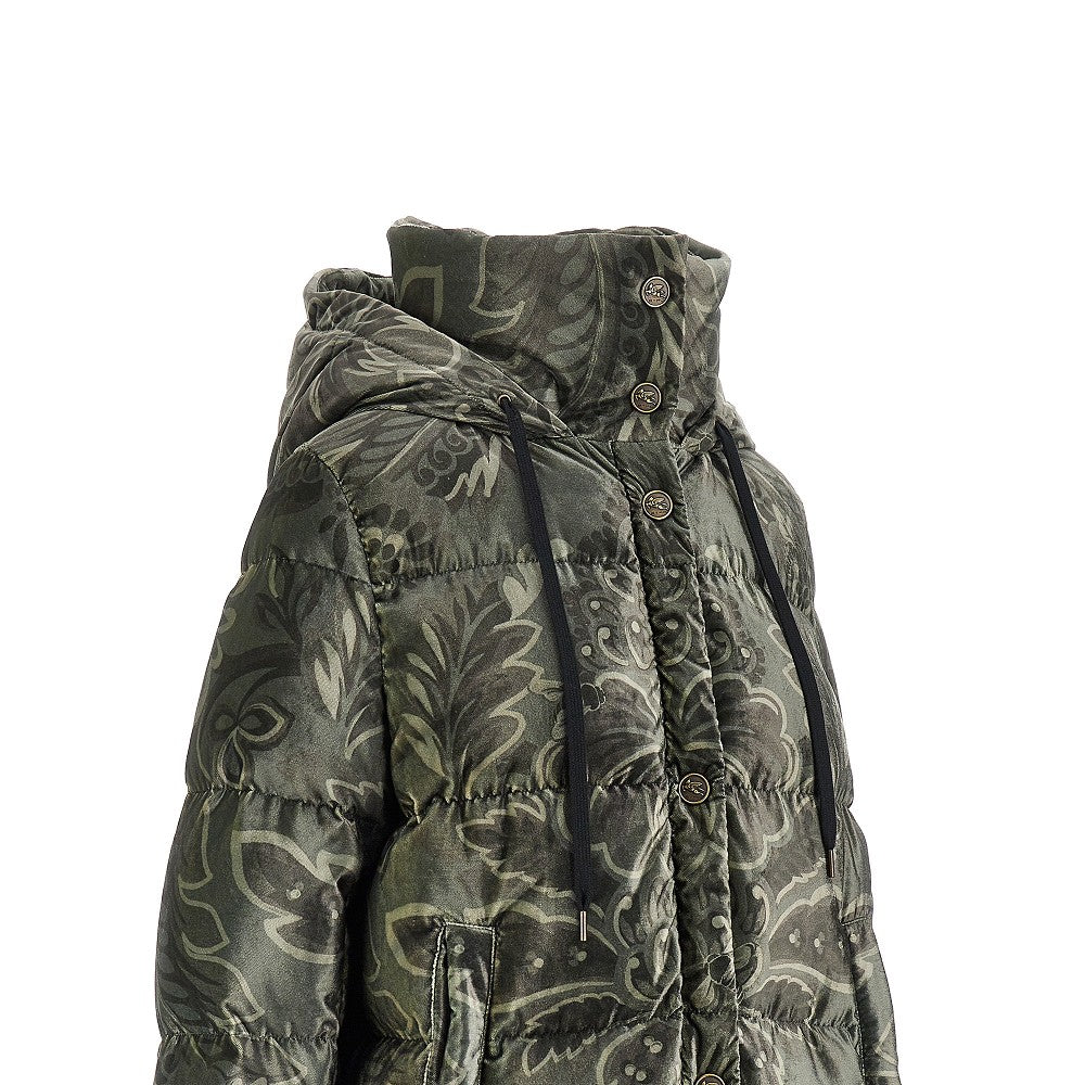 Floral velvet down jacket
