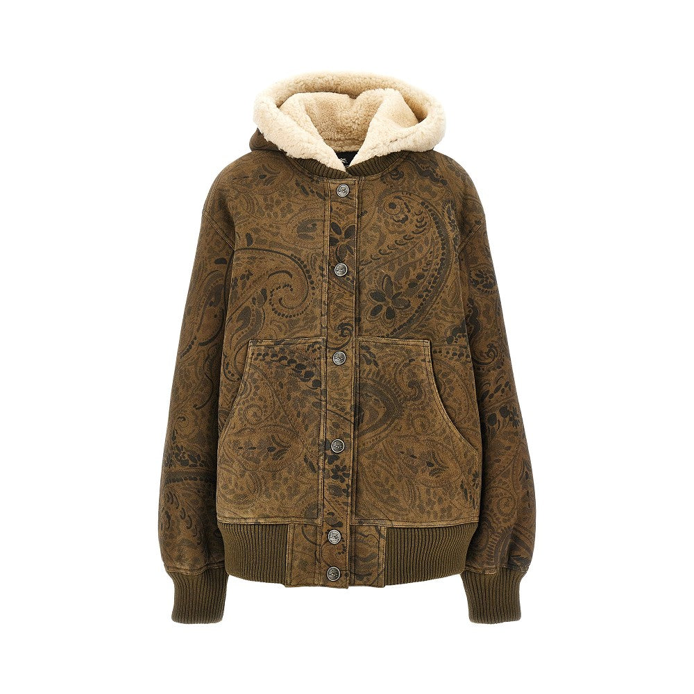 Giacca in pelle con motivo Paisley
