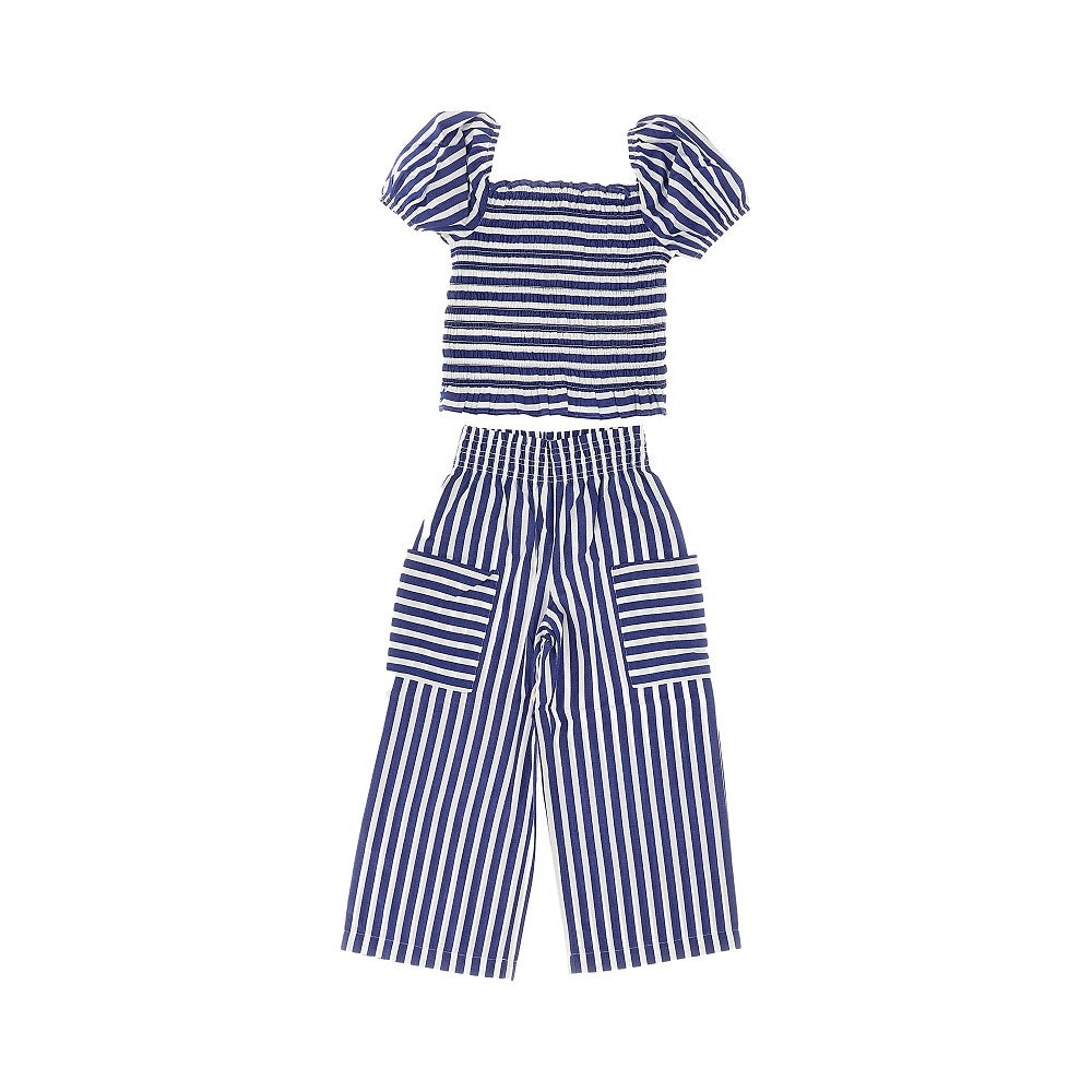 Completino due pezzi in cotone a righe