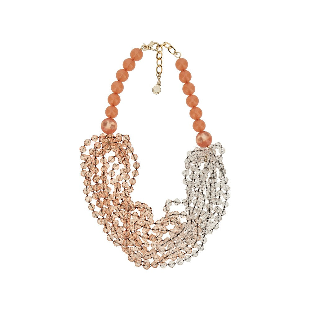 Boules and beads multiyarn necklace