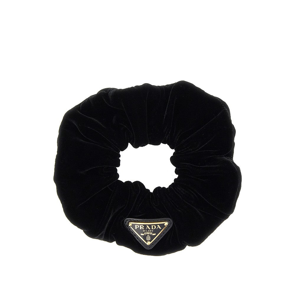 Scrunchie in velluto con logo