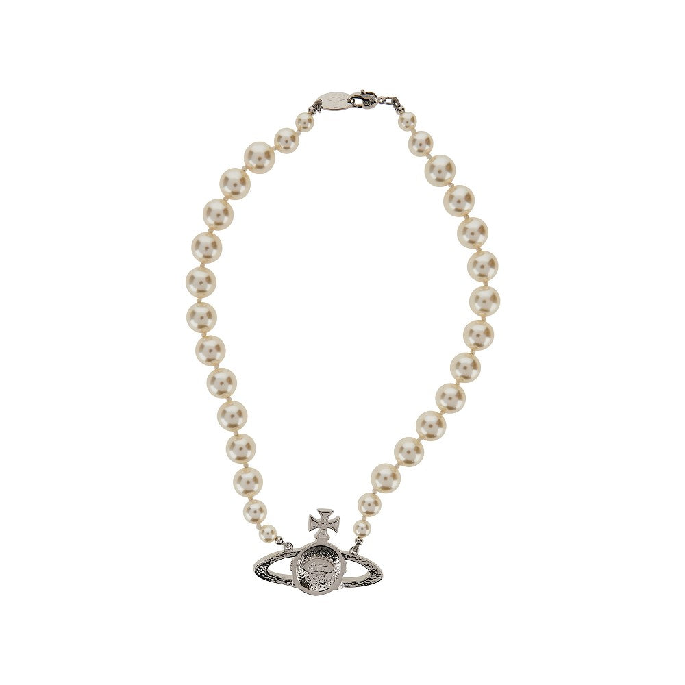 One Row Pearl Bas Relief necklace