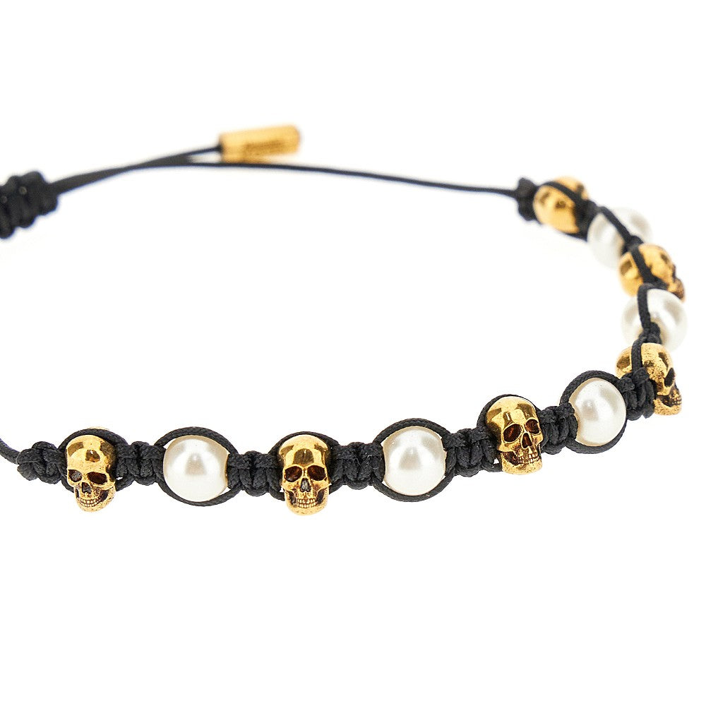 Cotton bracelet with Skulls and pearls