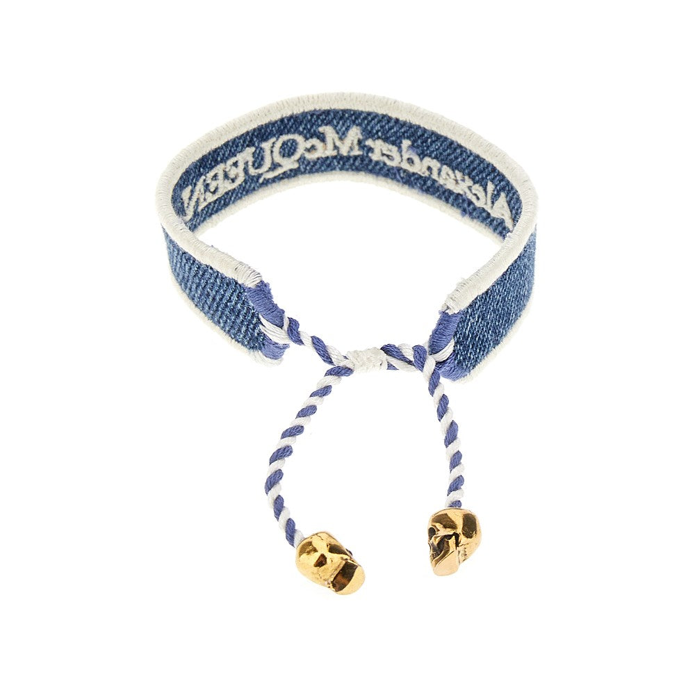 Denim bracelet with logo embroidery