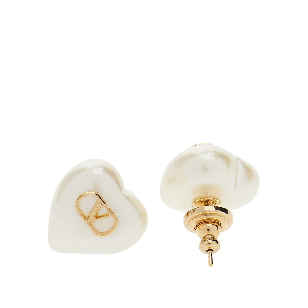 Heart-shaped pearl 'VLogo Signature' earrings