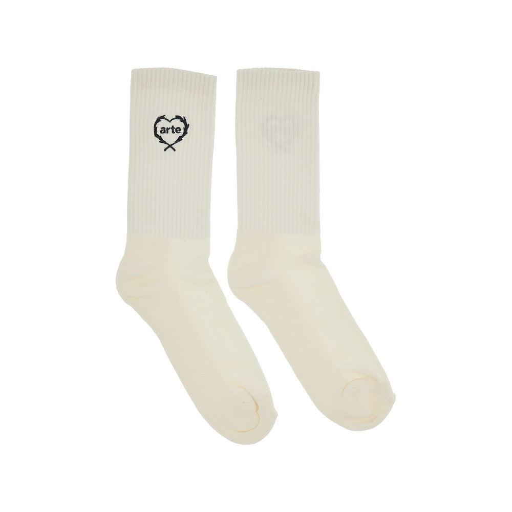 &#39;Small Heart&#39; embroidery sporty socks