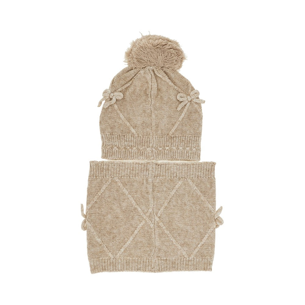 Beanie hat and neck-warmer set