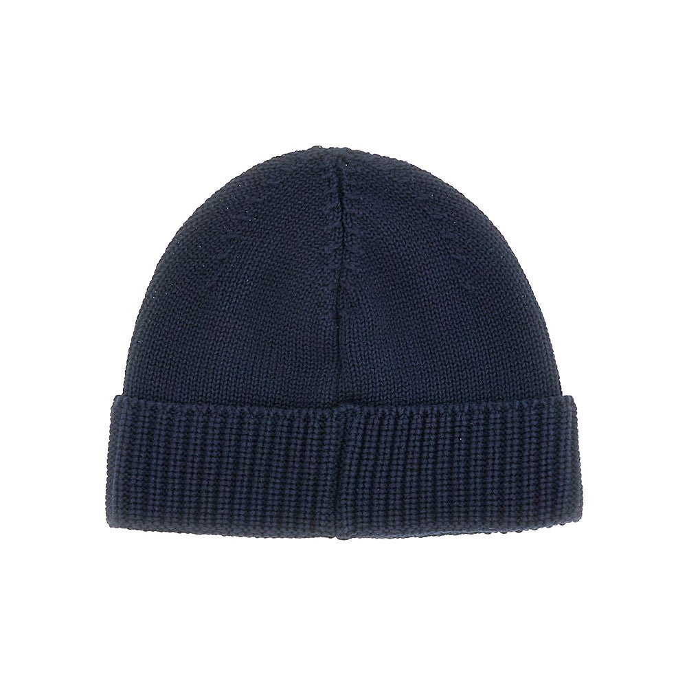 Cotton beanie hat with logo patch