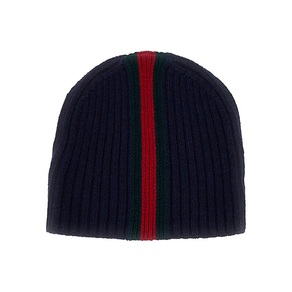 Web motif wool beanie hat