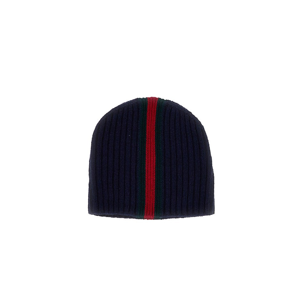 Web motif wool beanie hat