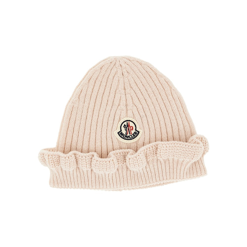 Beanie in lana e cachemire con ruche