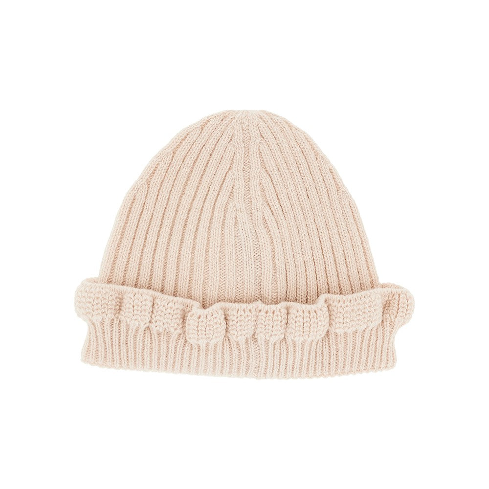 Beanie in lana e cachemire con ruche