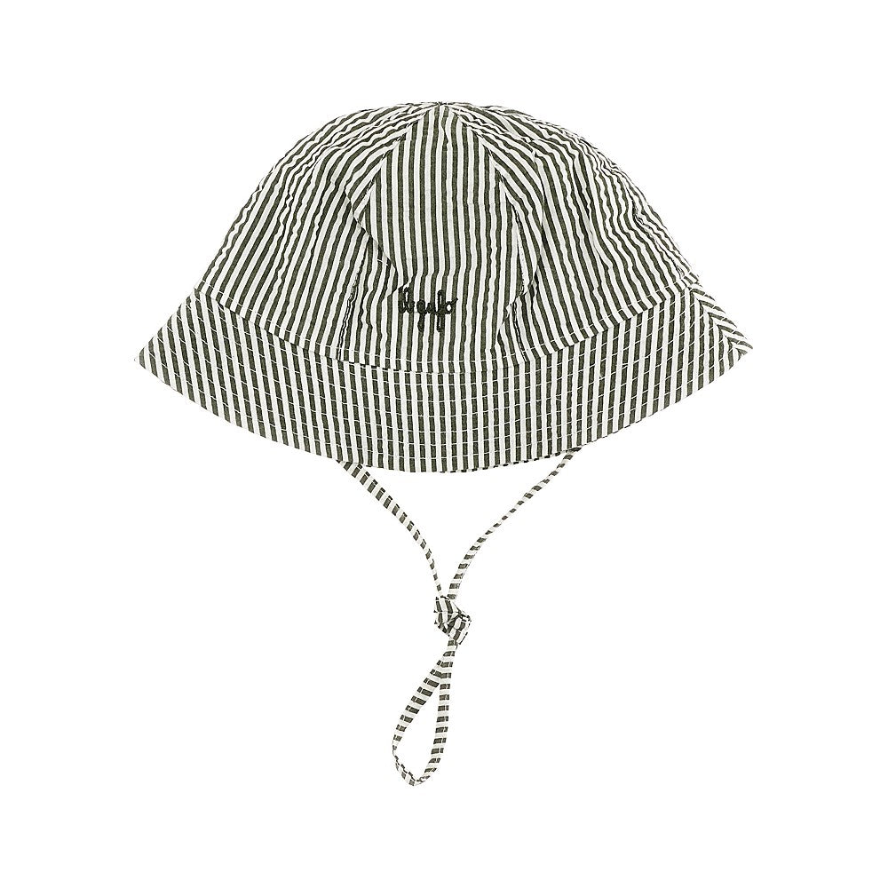 Seersucker hat with striped motif