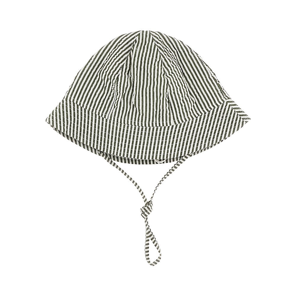 Seersucker hat with striped motif