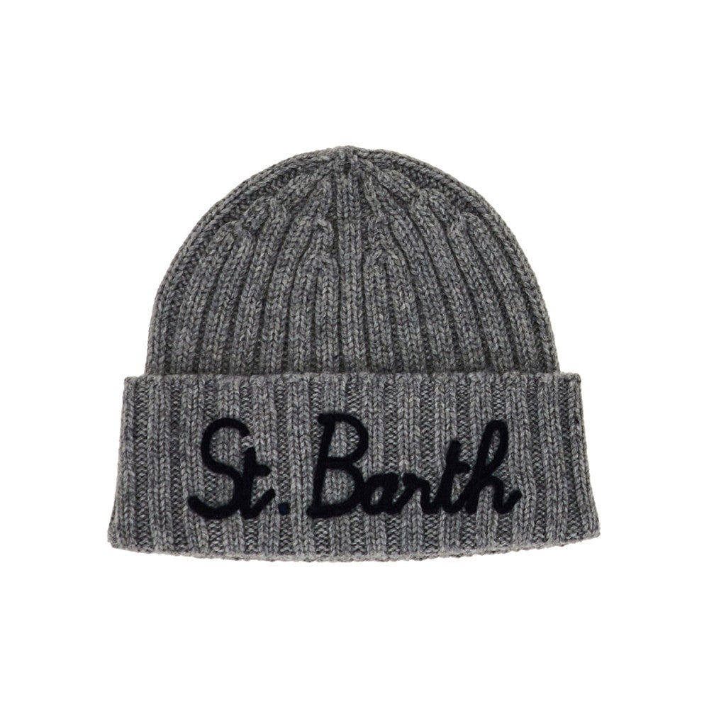 Wool-blend beanie hat with logo embroidery - KIDS