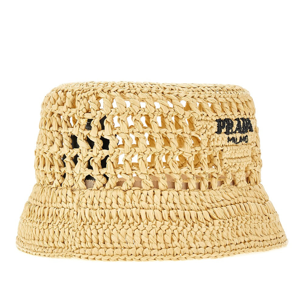 Cappello a secchiello in rafia intrecciata
